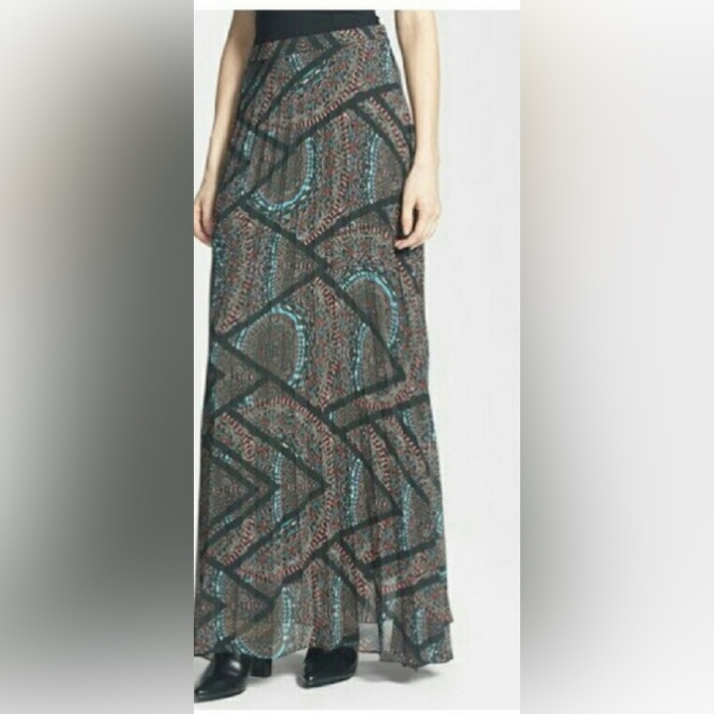 Like Mynded Boho Printed Pleated Maxi Skirt